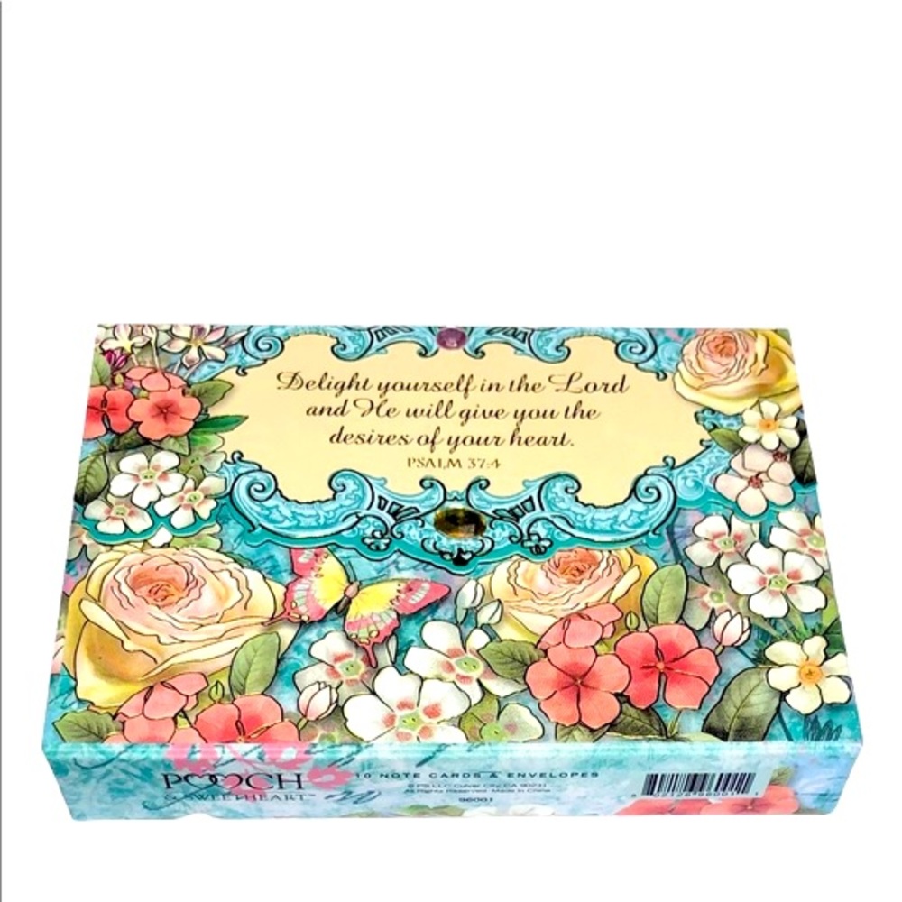 Pooch & Sweetheart Scripture Teal Floral Embellished Pouch (96001) w/o Cards